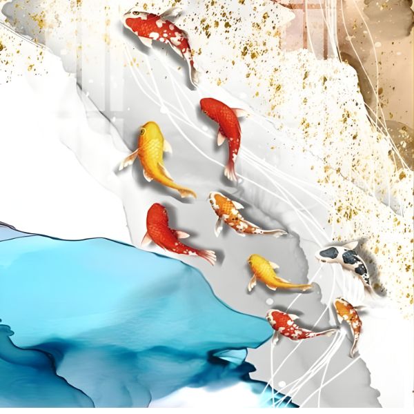 Gạch tranh ép kính cá chép