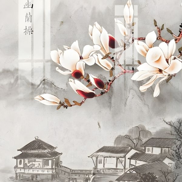 Gạch Tranh Ép Kính Hoa Mộc Lan