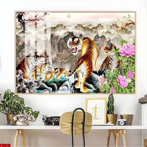 Tranh Kính Cường Lực Hổ Gia Phú Quý